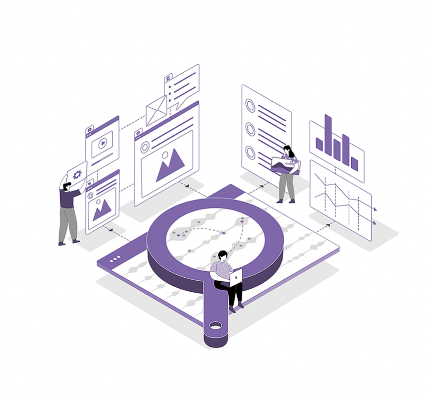 People working inside an immersive, 3D data analytics display
